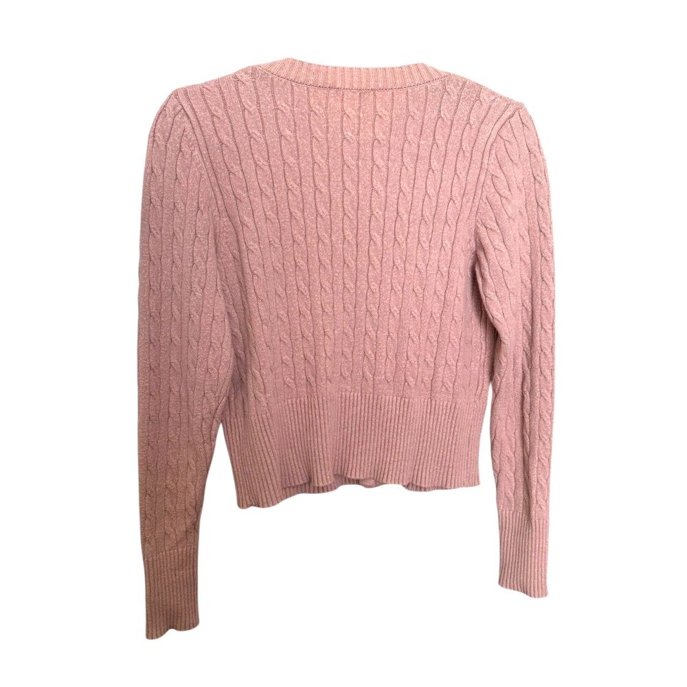 Pink Rose Women’s Button Front Cardigan Size L Rose Pink Knit Sweater - Picture 2 of 6